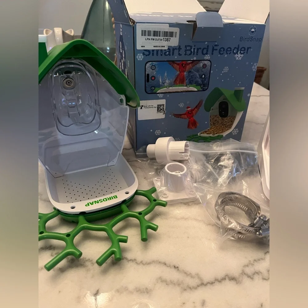 Green and White Smart Bird Feeder, NWT